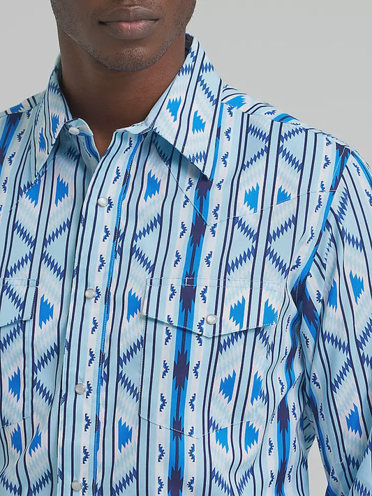 112379225 | WRANGLER MEN'S CHECOTAH L/S WESTERN SNAP SHIRT - ICY