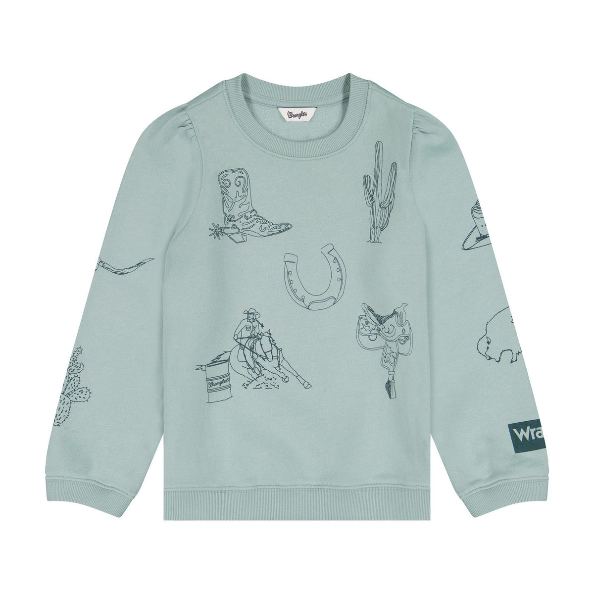 112385510 | WRANGLER GIRL'S RETRO PUNCHY CREW NECK SWEATSHIRT -  BLUE