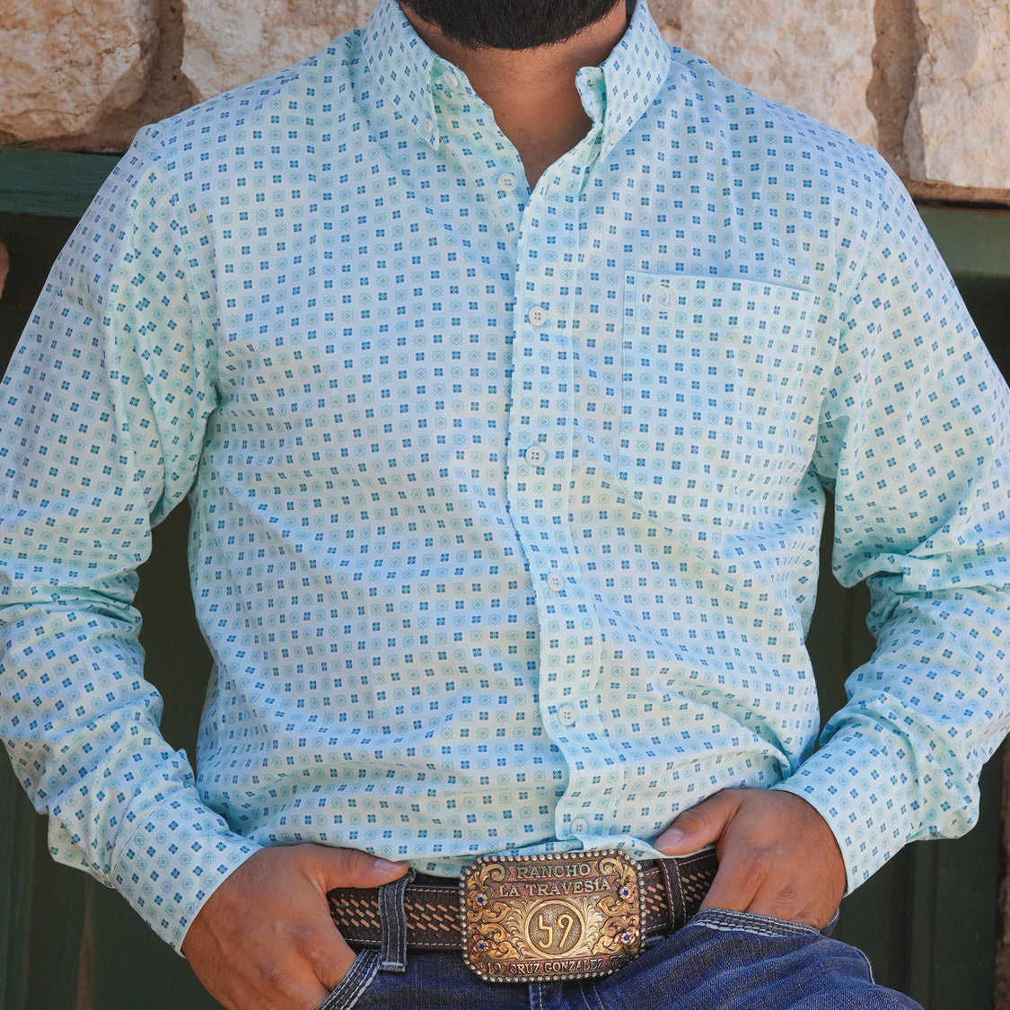 SKCL2023118 | CUEROLINE SLIM FIT BLUE DIAMOND L/S BUTTON UP