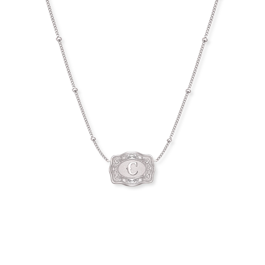 SPURWEST SILVER ULTRA-MINI “INITIAL” BELT BUCKLE NECKLACE