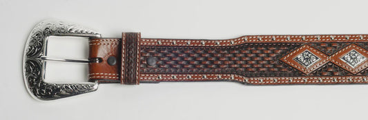 1615 | COWBOY CHROME MEN'S BROWN DIAMOND CONCHOS BELT