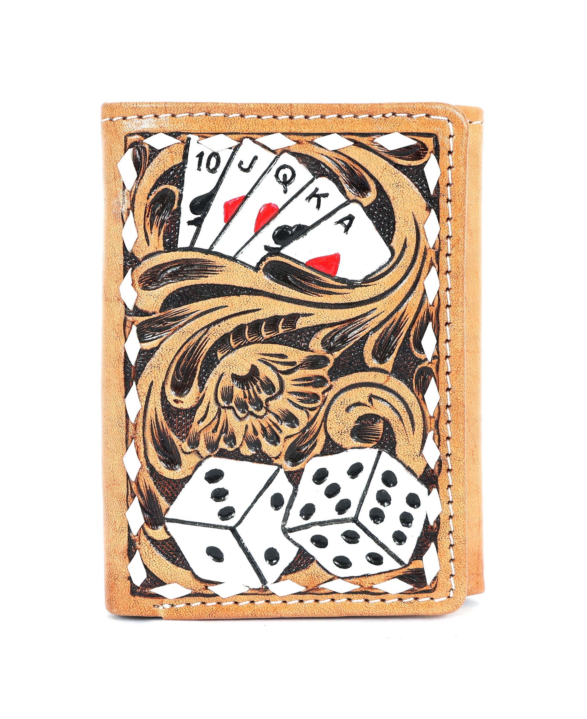 18FKW080TNT | CHALLENGER BELT MEN'S POKER HAND & DICE TRIFOLD WALLET