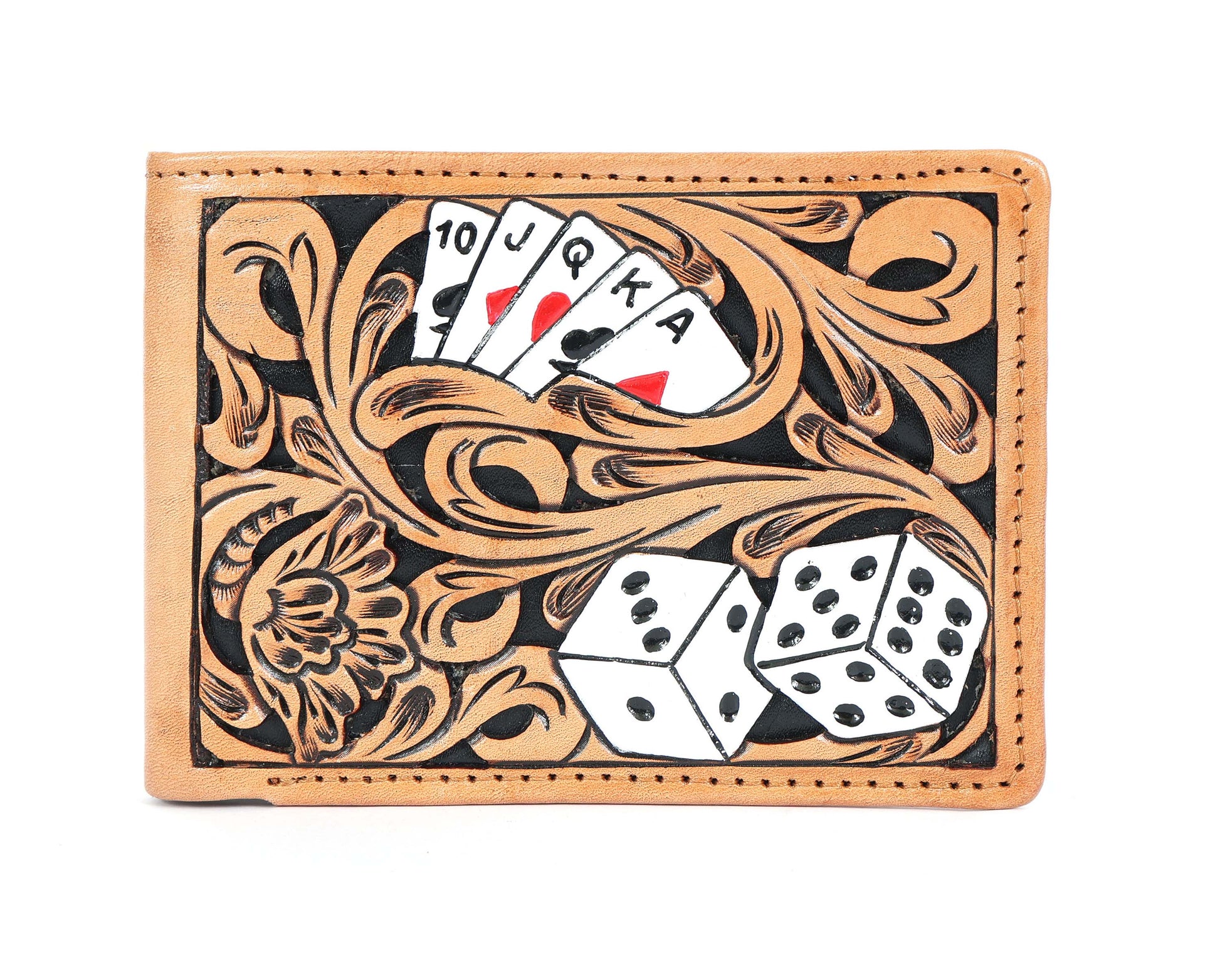 18FKW096B | CHALLENGER BELTS ROYAL FLUSH & DICE BI-FOLD WALLET