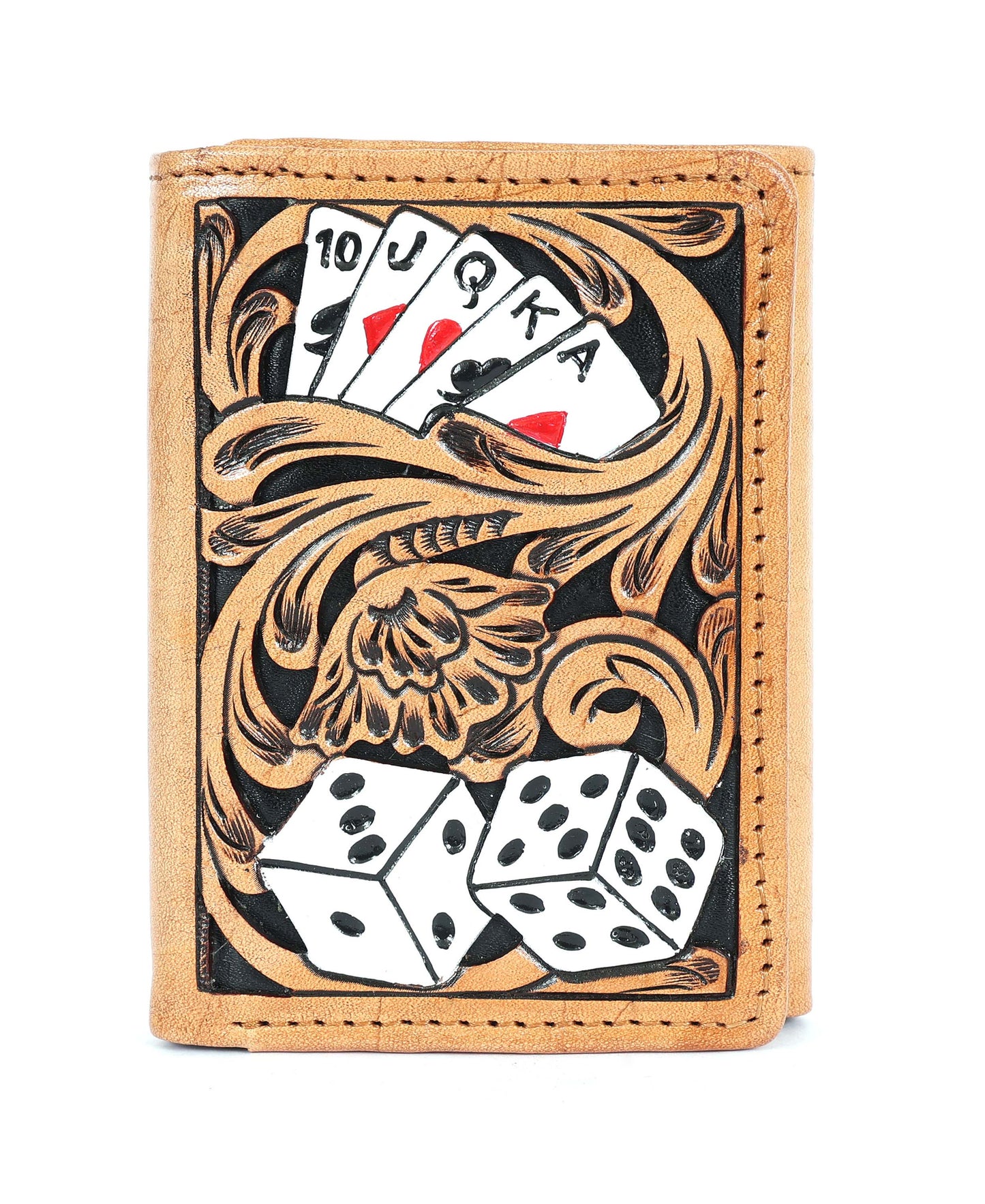 18FKW096T | CHALLENGER BELTS ROYAL FLUSH & DICE TRI-FOLD WALLET