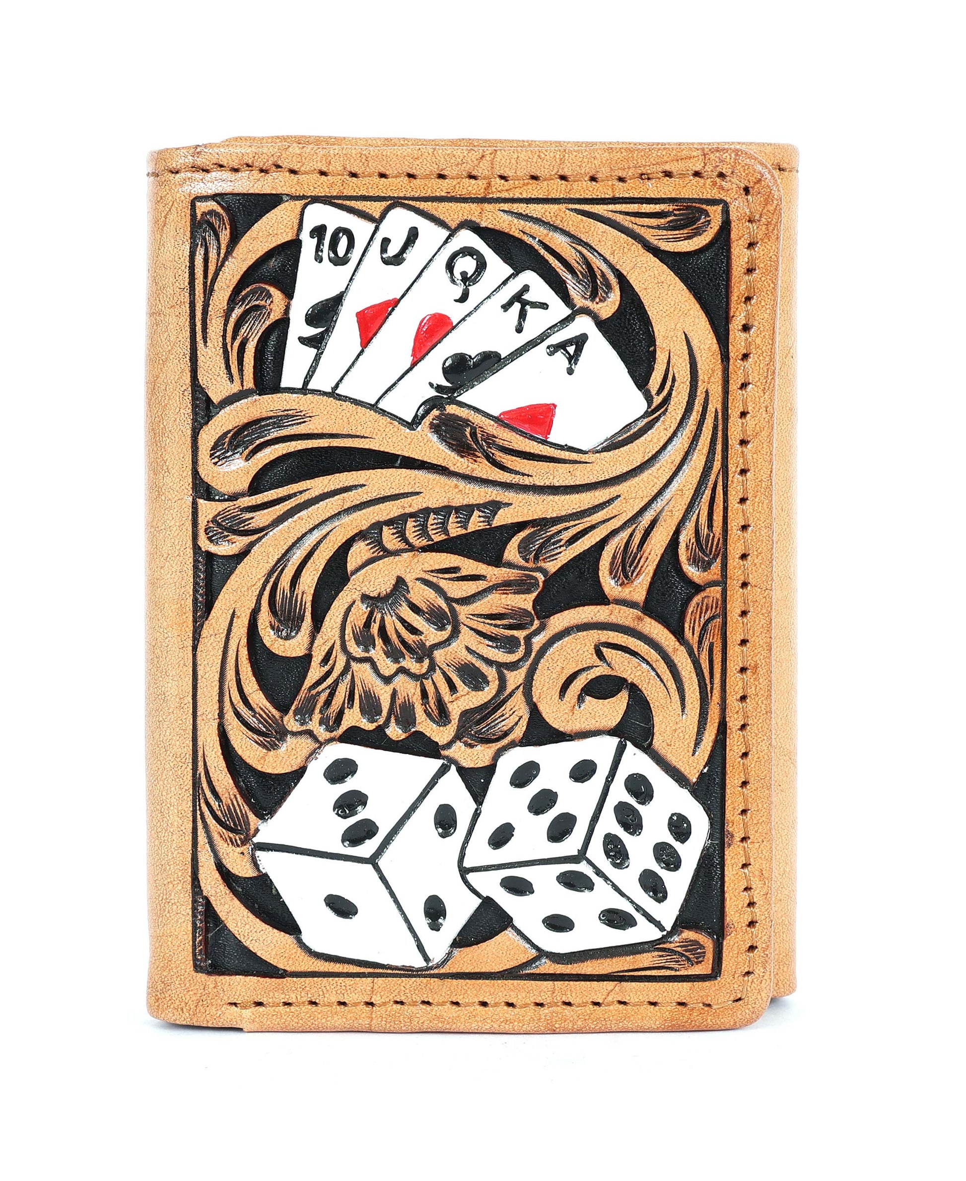18FKW096T | CHALLENGER BELTS ROYAL FLUSH & DICE TRI-FOLD WALLET