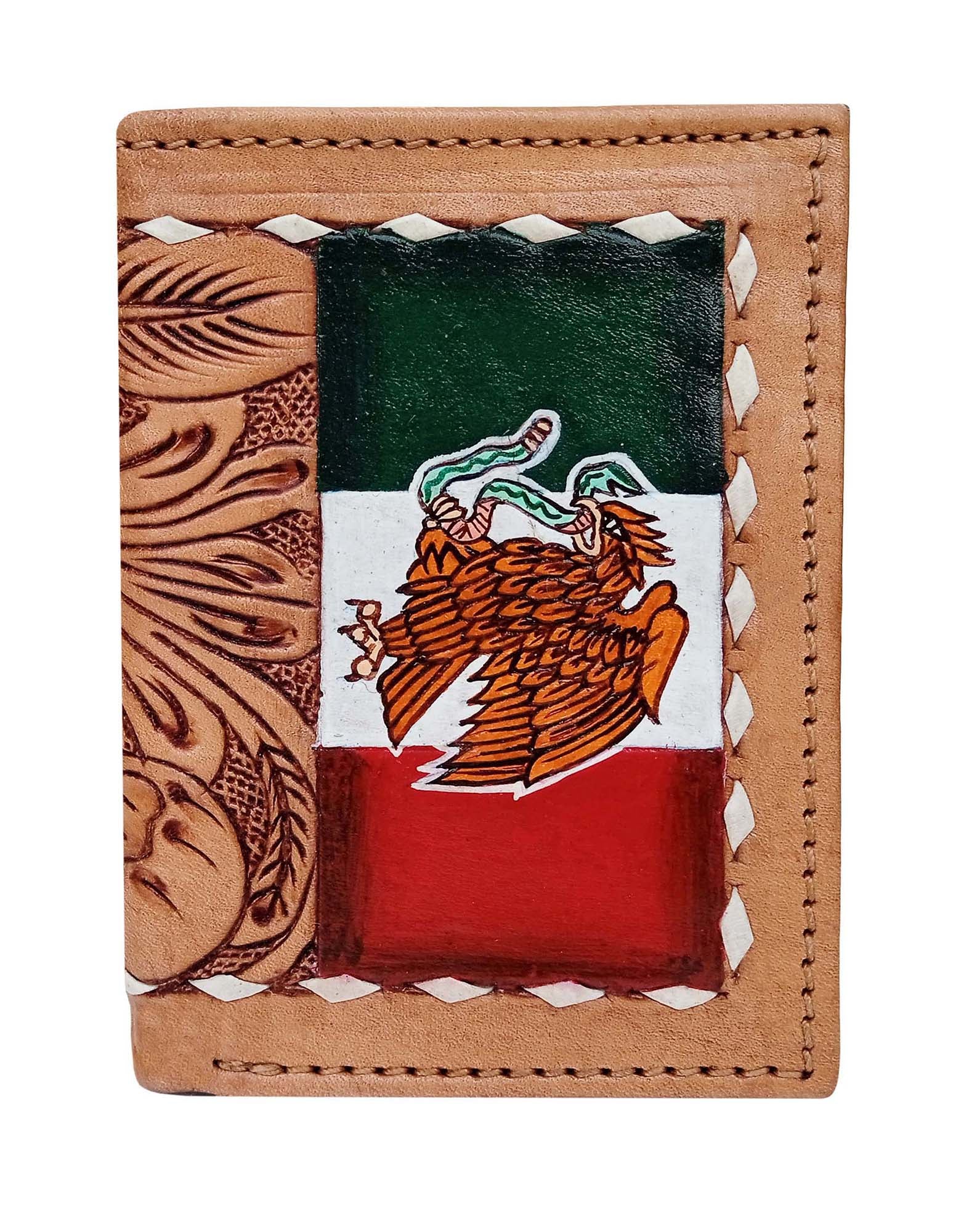 18RSW126T | CHALLENGER BELTS MEXICAN FLAG TOOLED TRI-FOLD WALLET