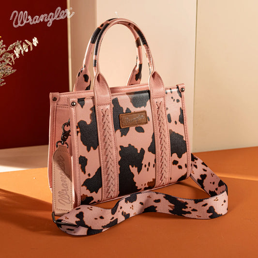 Wrangler Cow Print Concealed Carry Tote/Crossbody - Pink