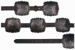 DA3668 / WOMEN'S BROWN FLORAL W/ COPPER SQUARE CONCHO BELT