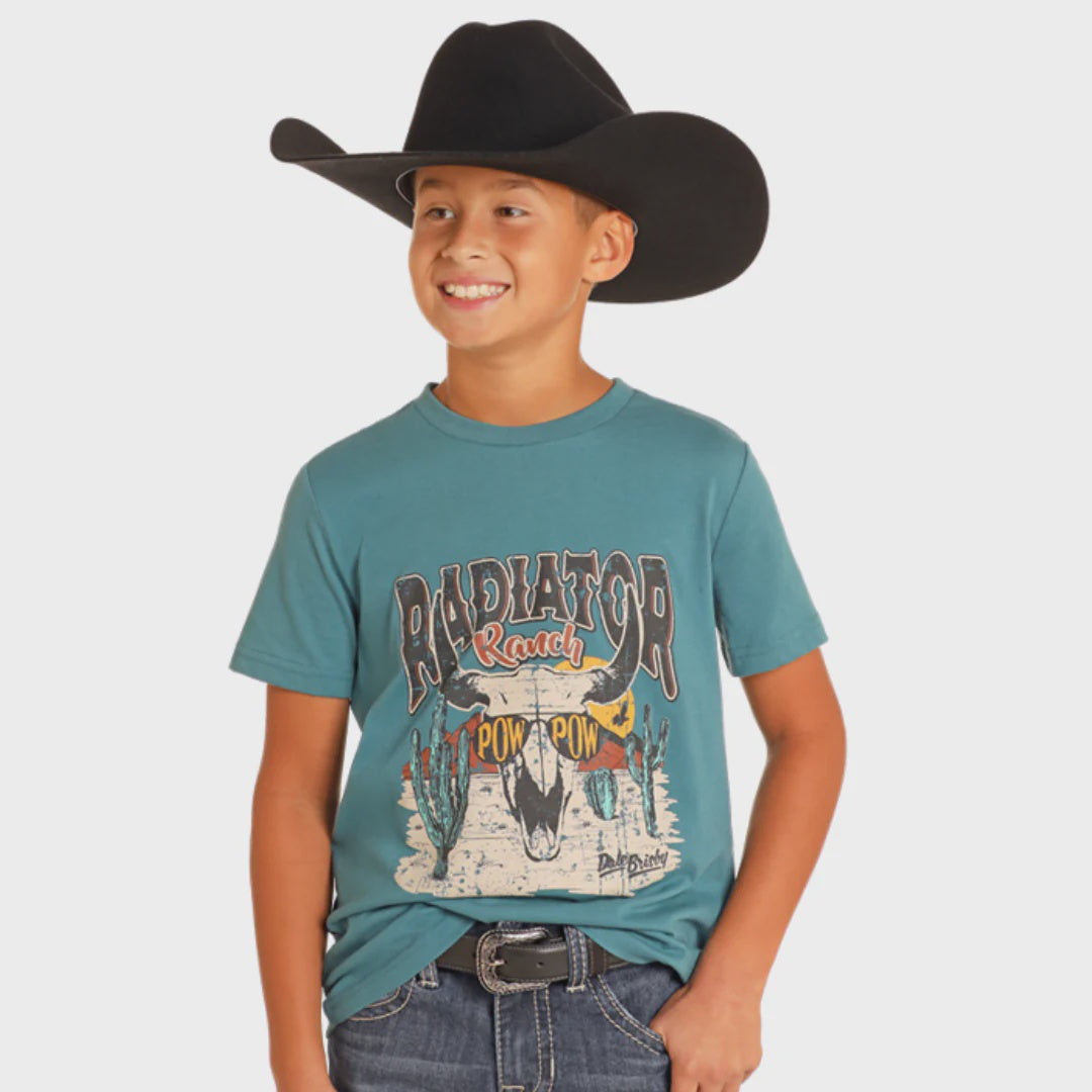 **FINAL SALE**BB21T05041 | BOY'S ROCK&ROLL TEAL RADIATOR SS TEE