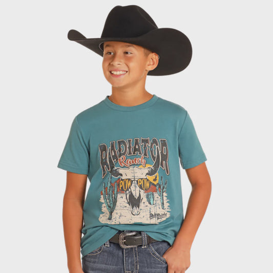 **FINAL SALE**BB21T05041 | BOY'S ROCK&ROLL TEAL RADIATOR SS TEE