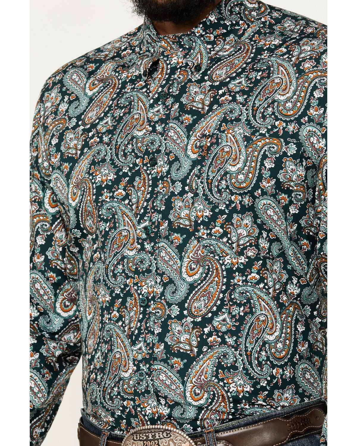 MTW1347096 CINCH MEN'S GREEN PAISLY L/S SHIRT