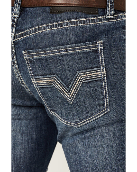 BM2MD03670 | ROCK&ROLL MEN'S DARK VINTAGE TWO TONE RIFLE SKINNY JEAN