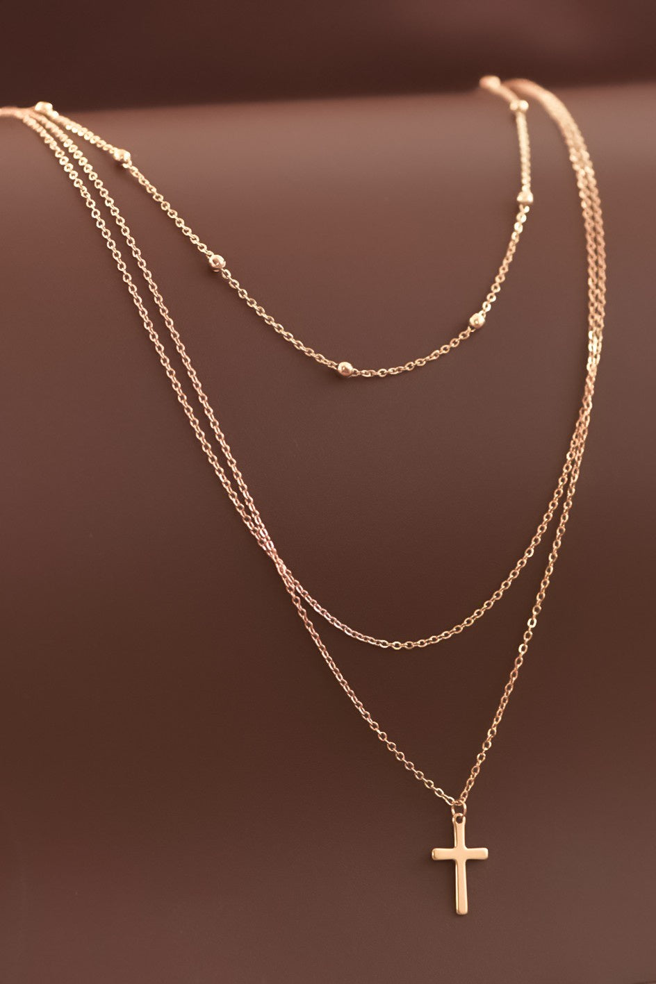 18K GOLD NON-TARNISH STAINLESS STEEL LAYERED NECKLACE