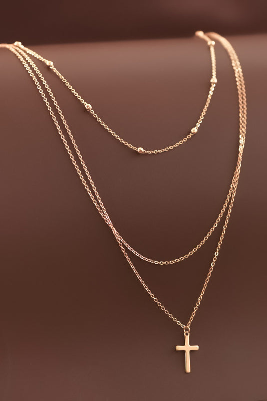 18K GOLD NON-TARNISH STAINLESS STEEL LAYERED NECKLACE