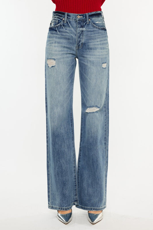 KC7373MV2 | KANCAN  WOMEN'S ULTRA HIGH RISE 90S BLUE STRAIGHT JEANS