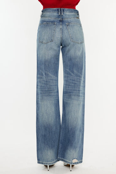 KC7373MV2 | KANCAN  WOMEN'S ULTRA HIGH RISE 90S BLUE STRAIGHT JEANS