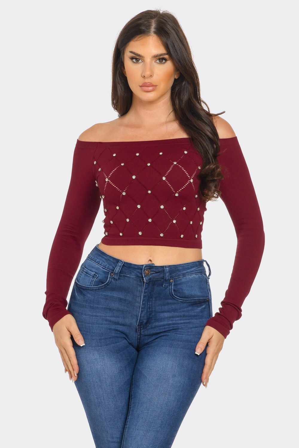 Women's Cropped Off Shoulder Top