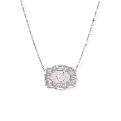 SPURWEST SILVER MINI “INITIAL” BELT BUCKLE NECKLACE