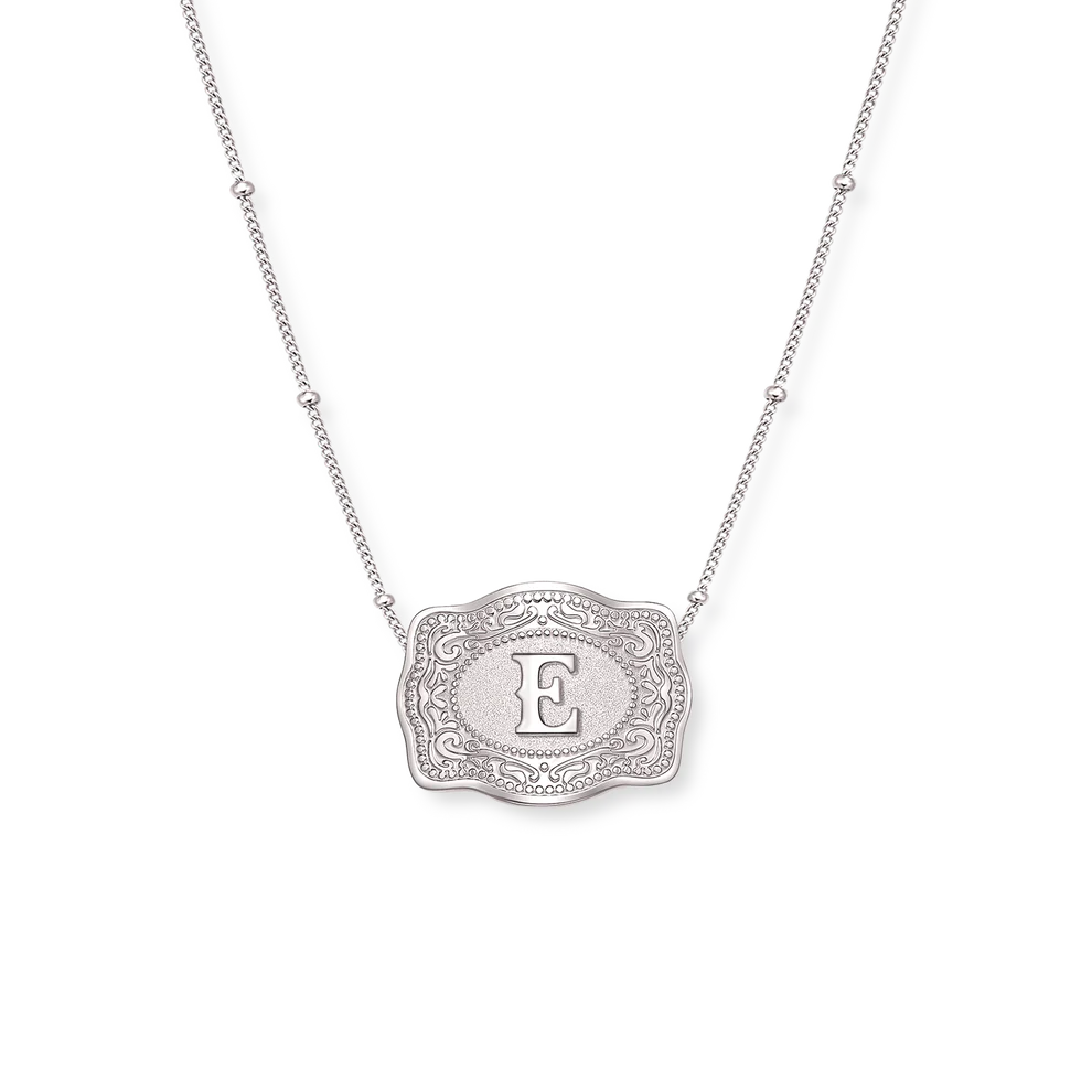 SPURWEST SILVER MINI “INITIAL” BELT BUCKLE NECKLACE