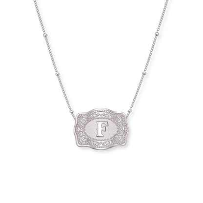 SPURWEST SILVER MINI “INITIAL” BELT BUCKLE NECKLACE