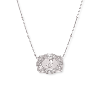 SPURWEST SILVER MINI “INITIAL” BELT BUCKLE NECKLACE