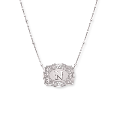SPURWEST SILVER MINI “INITIAL” BELT BUCKLE NECKLACE