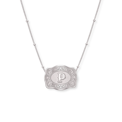 SPURWEST SILVER MINI “INITIAL” BELT BUCKLE NECKLACE