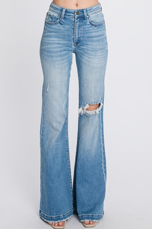 P289F-MD | PETRA153  HIGH RISE 70S MEDIUM WASH FLARE JEAN