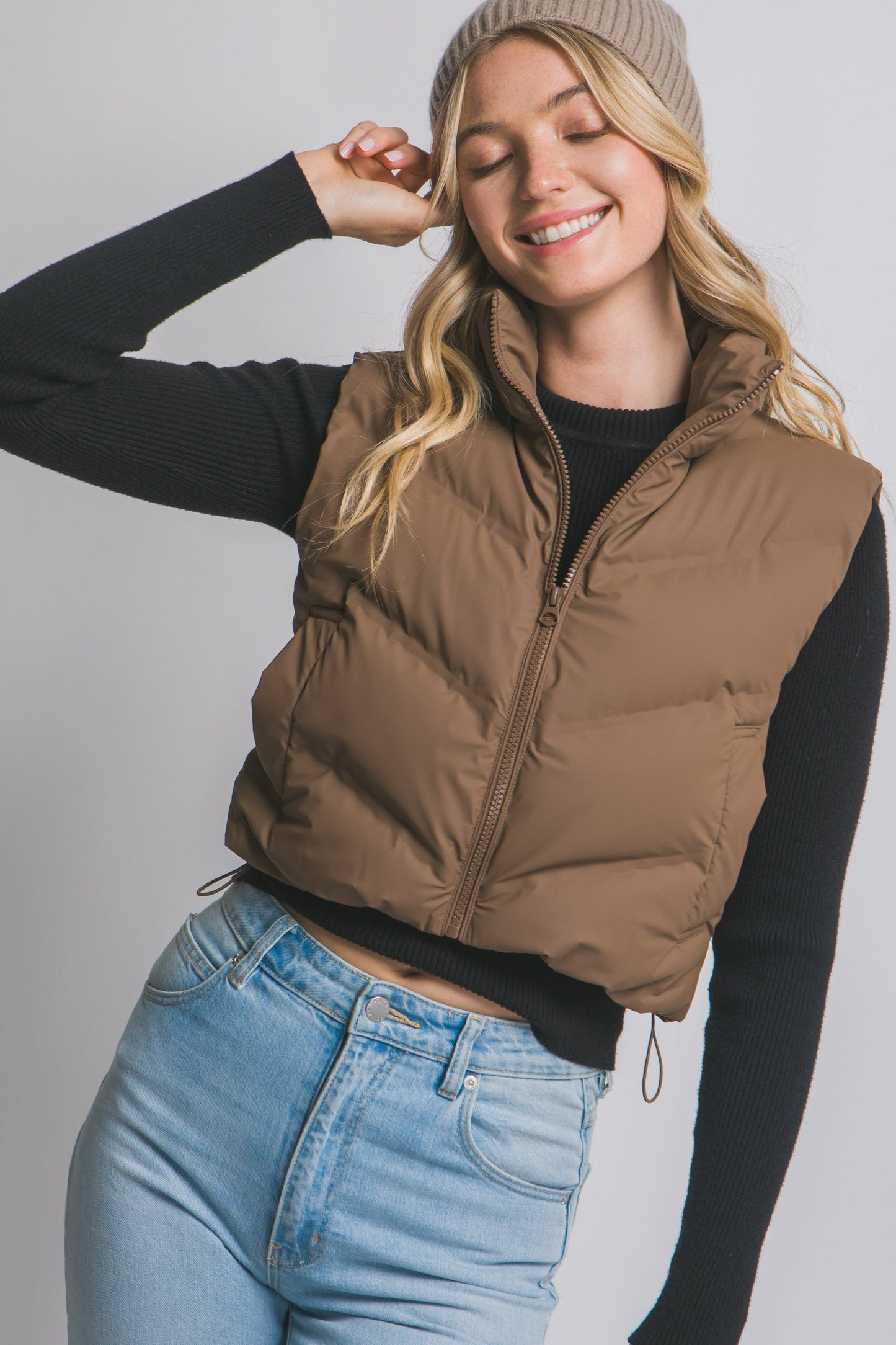 SLJ3974 | WOMENS SOLID CROPPED VEST
