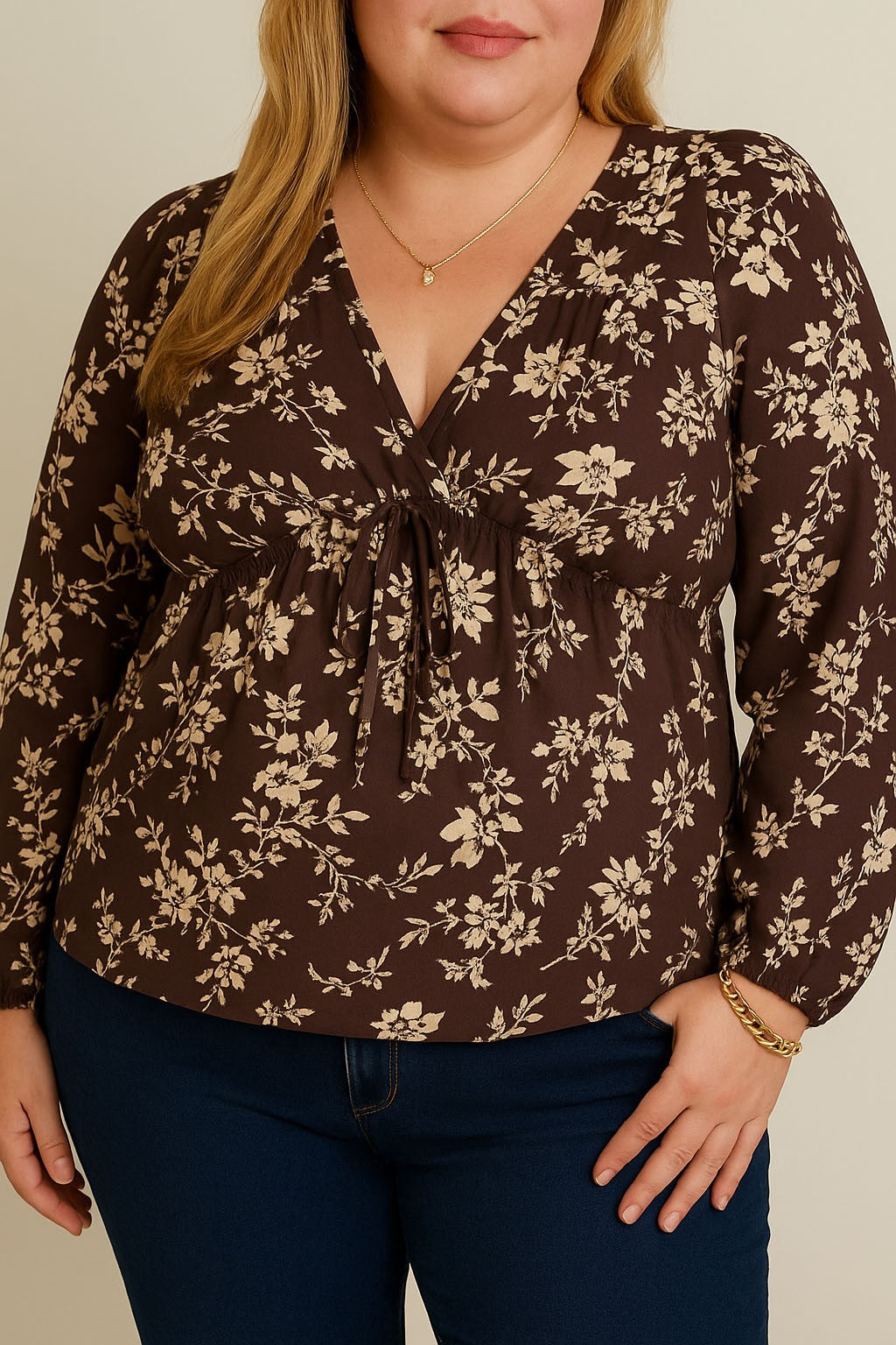 XET2621 | WOMENS PLUS V NECK FLORAL TOP