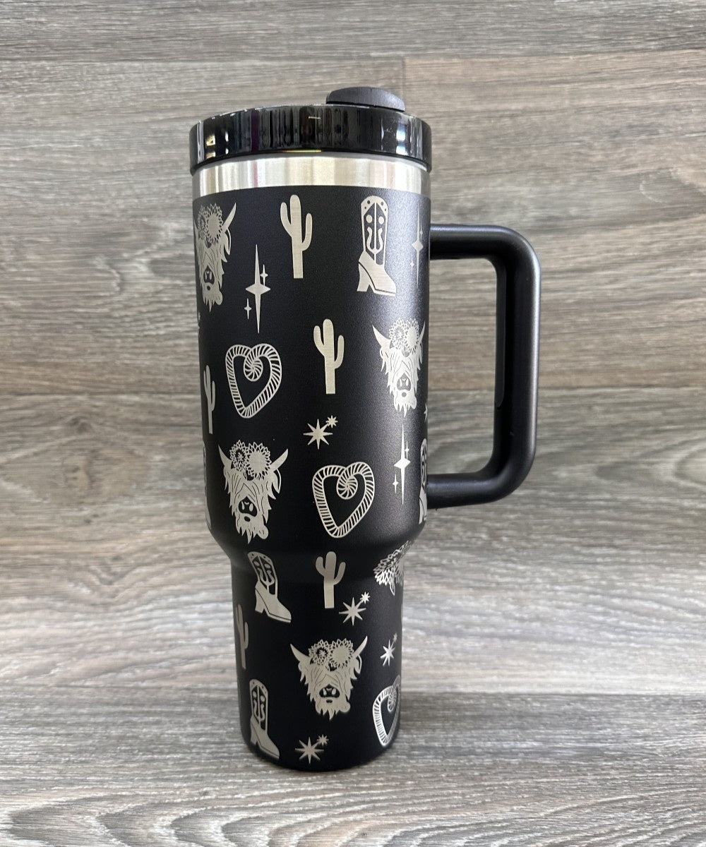 HIGHLAND COW STAINLESS STEEL 40 OZ TUMBLER