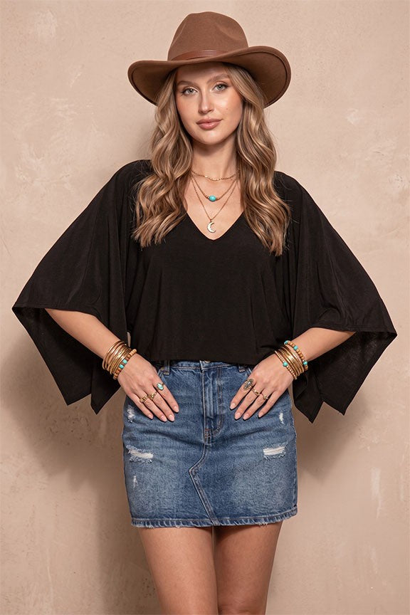 WN10793A | WOMENS SHORT SLEEVE V NECK TOP