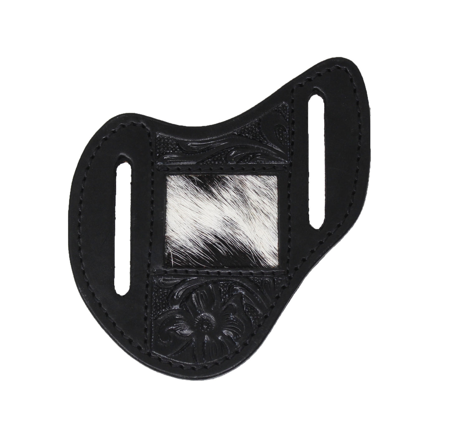 29RS12BKB- L| CHALLENGER BELTS TOOLED BLACK HAIRON SHEATH