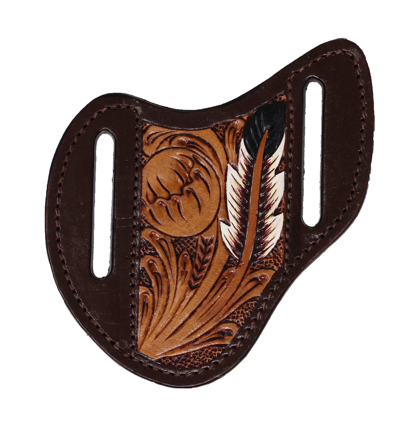 29RS67B | CHALLENGER BELTS CHOCOLATE FLORAL TOOLED KNIFE SHEATH