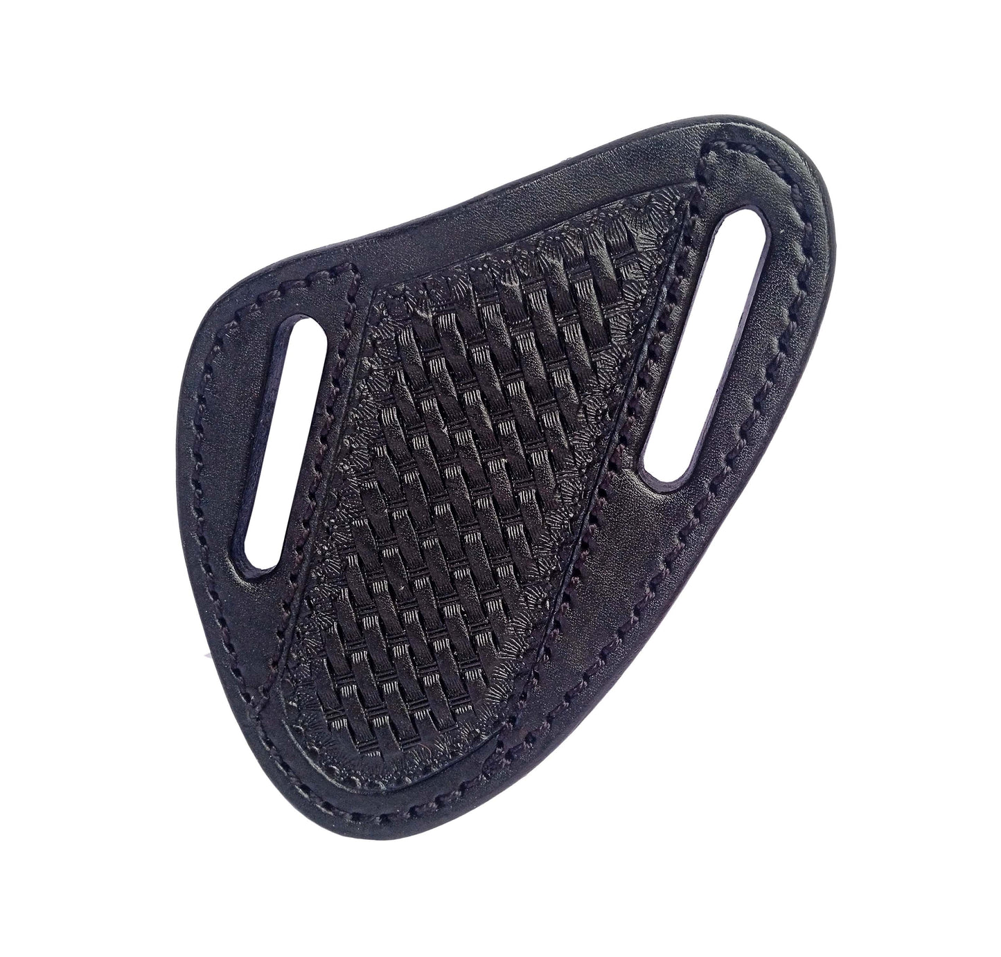 29RST20B | CHALLENGER BELTS BLACK BASKET WEAVED TOOLED LEATHER KNIFE SHEATH