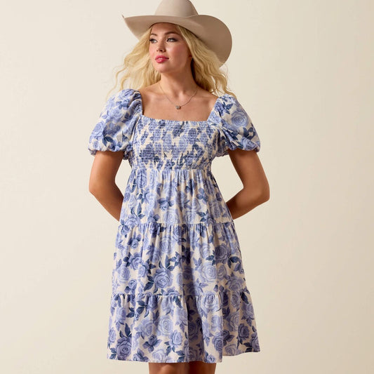 10073504 | ARIAT WOME'S SWEETIE DRESS - ROSES ARE BLUE