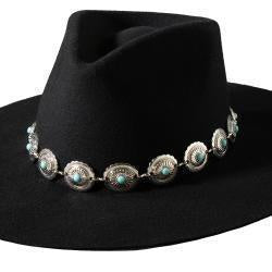D740001733 | 3D TURQUOISE 1" TURQUOISE STONE CONCHO CHAIN HATBAND