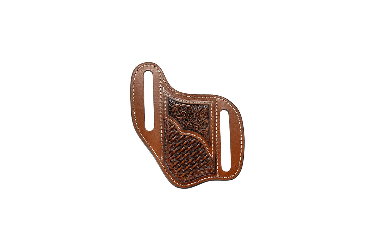 D8404108 | 3D BASKET WEAVE FLORAL OVERLAY TAN KNIFE  SHEATH