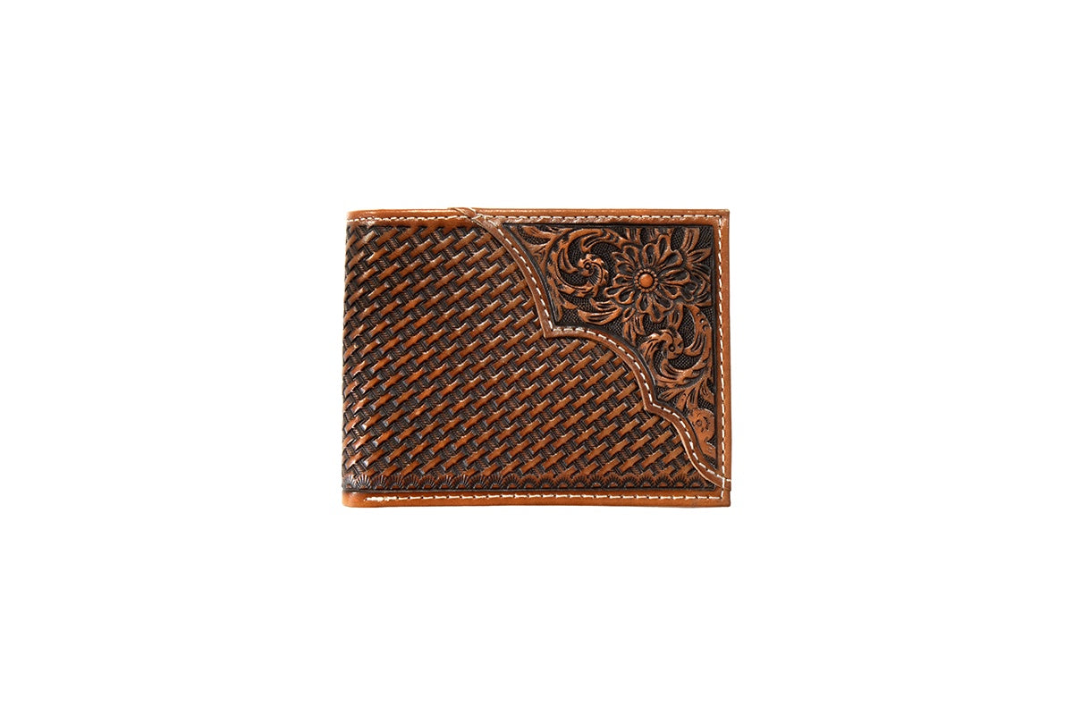 D25TAN WALLET0019208 | 3D MENS BIFOLD BASKET WEAVE