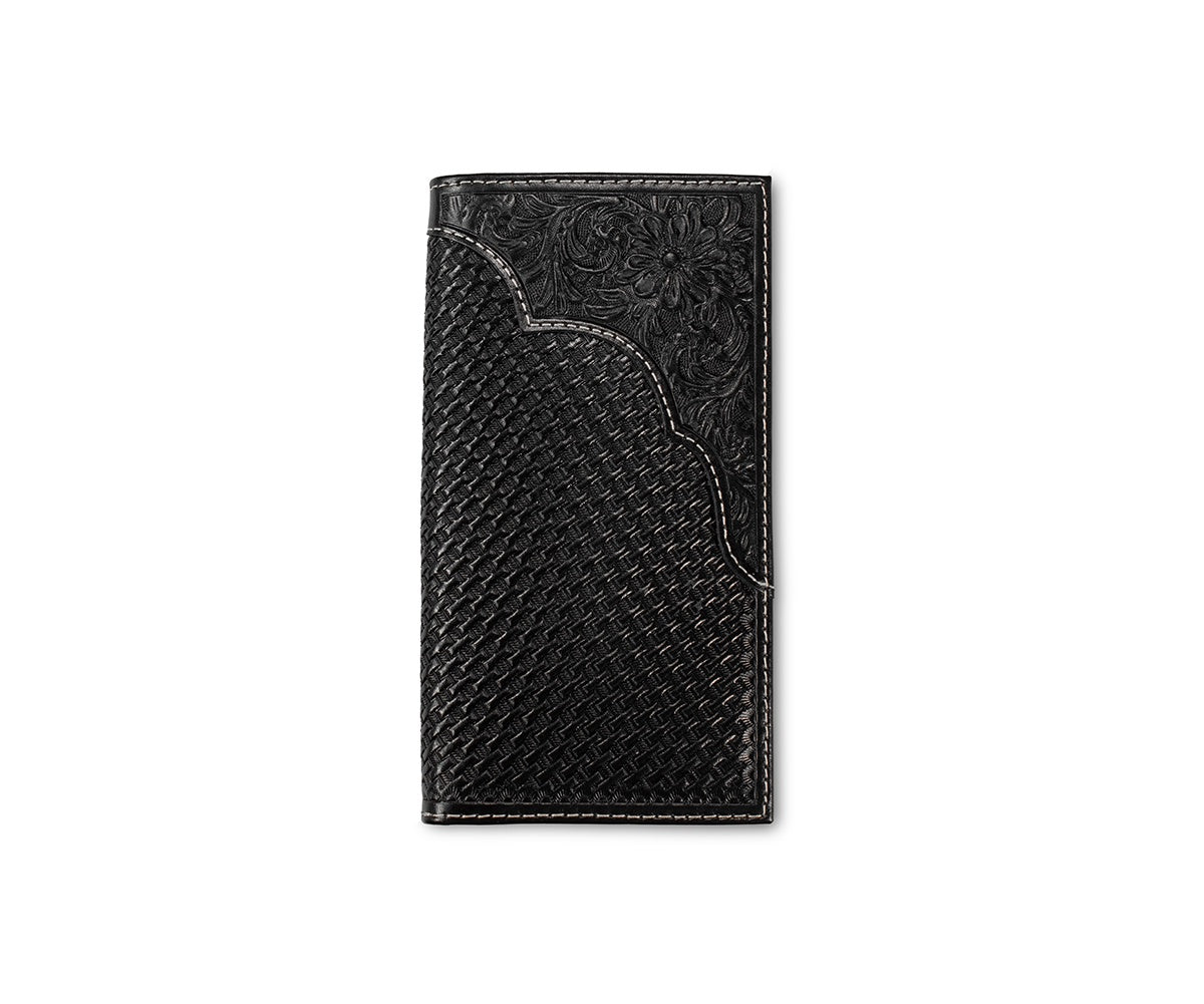 D250019101 | 3D MENS BASKETWEAVE BLACK RODEO WALLET