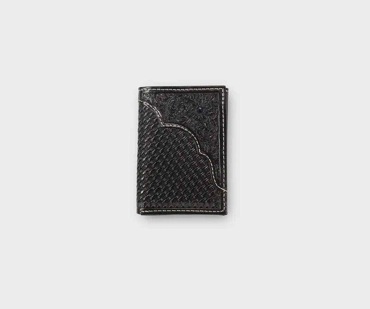D250019901 | 3D MENS TRIFOLD BLACK BASKET WEAVE WALLET