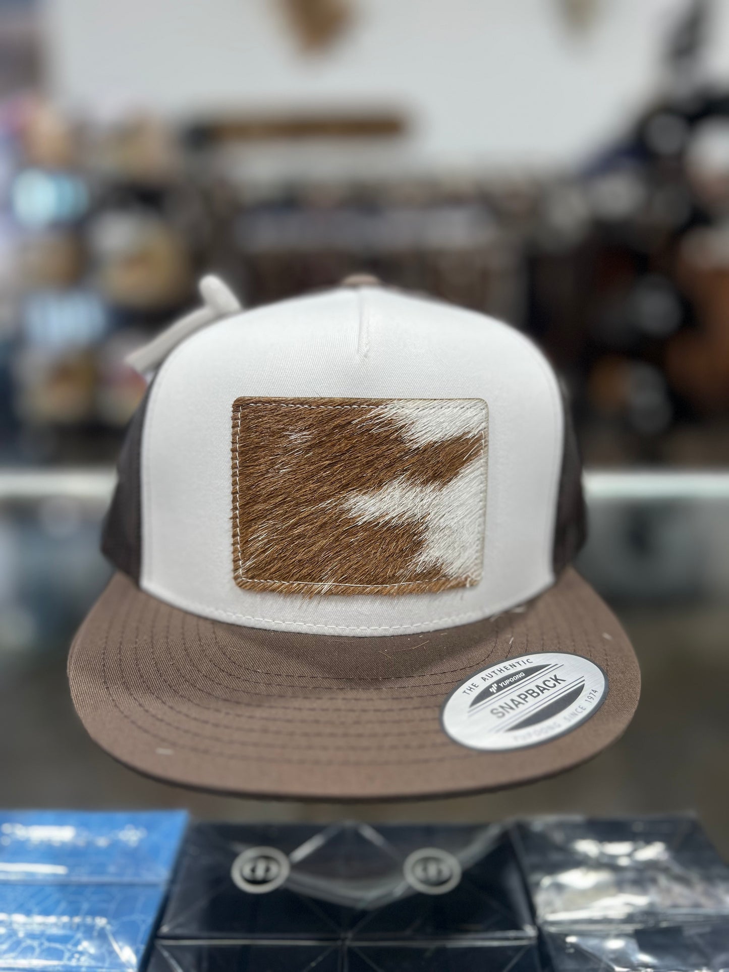 *NEW Cowhide Patch Caps