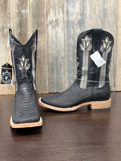 RANCHERS PYTHON BLACK MATTE MUSTANG TOE HYBRID SOLE TULIP TOPS