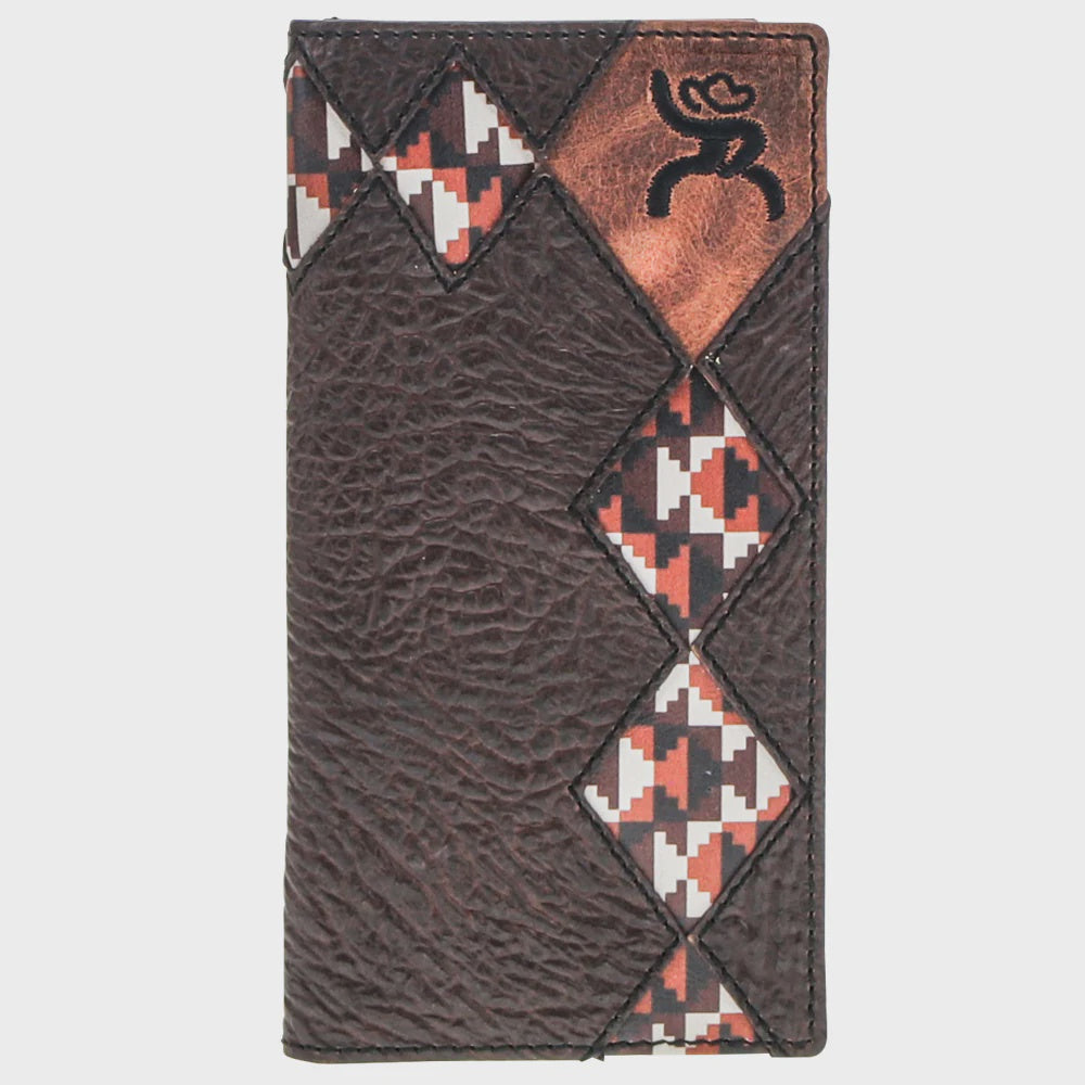 RW014-BRTN | HOOEY "TAHONTA" BROWN/TAN DIAMOND PATCH RODEO WALLET