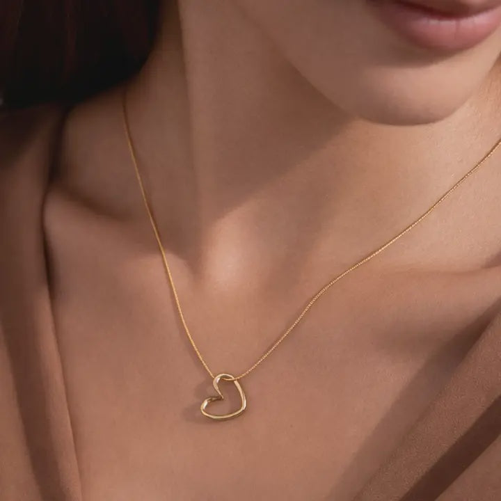 18K GOLD PLATED HEART CHARM NECKLACE- 7767