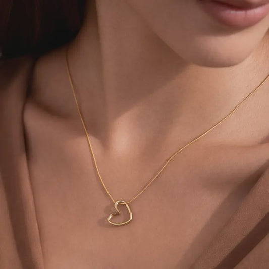 18K GOLD PLATED HEART CHARM NECKLACE- 7767