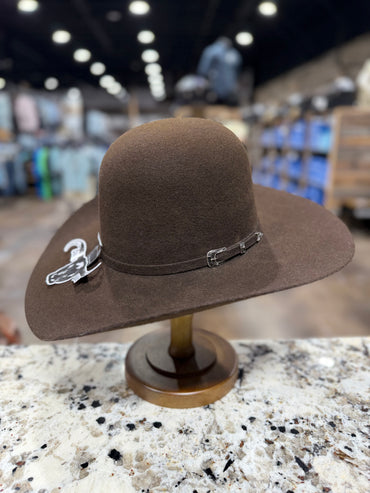 0202 | CUERNOS CHUECOS FELT 6X CAFE OPEN CROWN 4 1/4 INCH BRIM