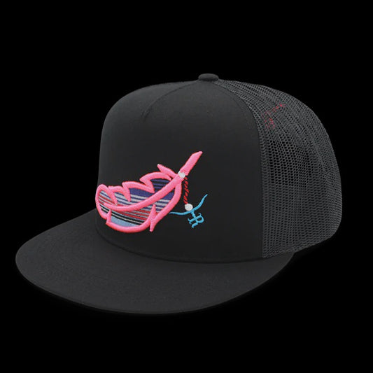 THE RANCHER FEATHERED OUTLAW BLACK HOT PINK FEATHER