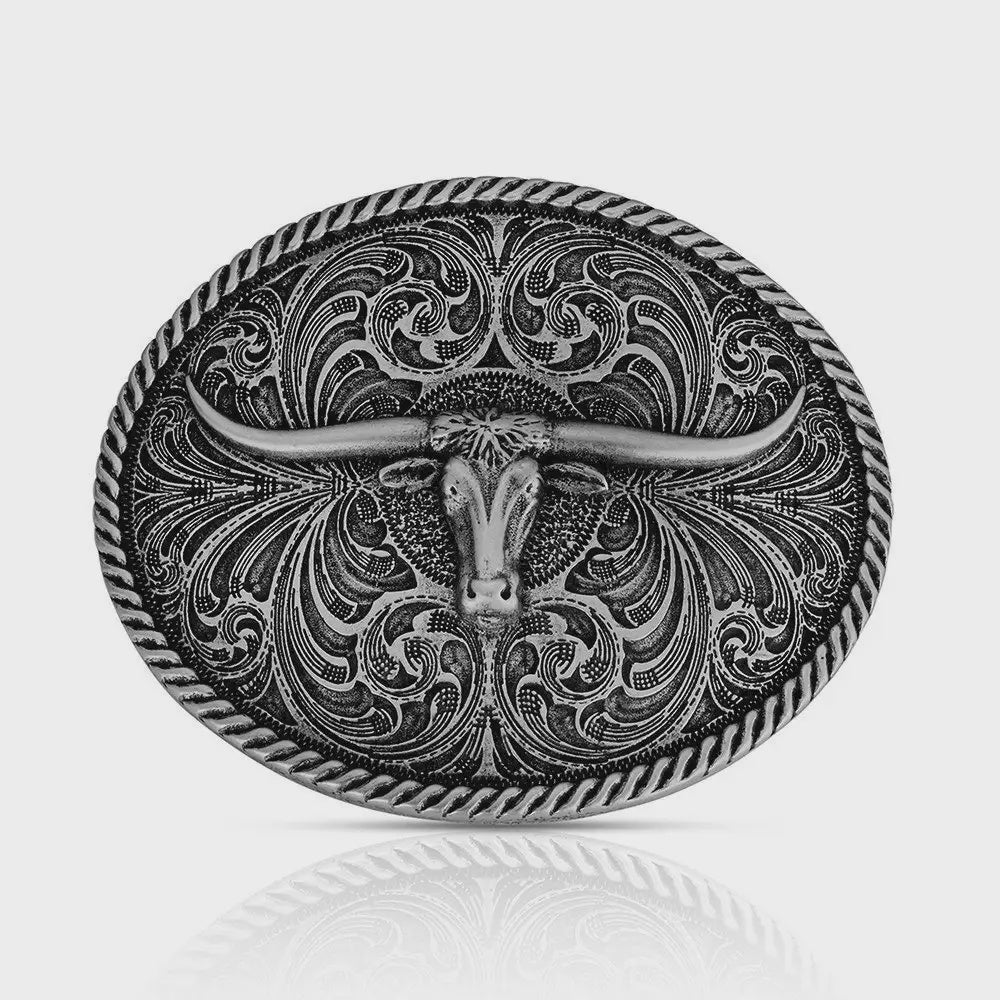 61028 | ATTITUDE ANTIQUE SILVER STEERHEAD BUCKLE