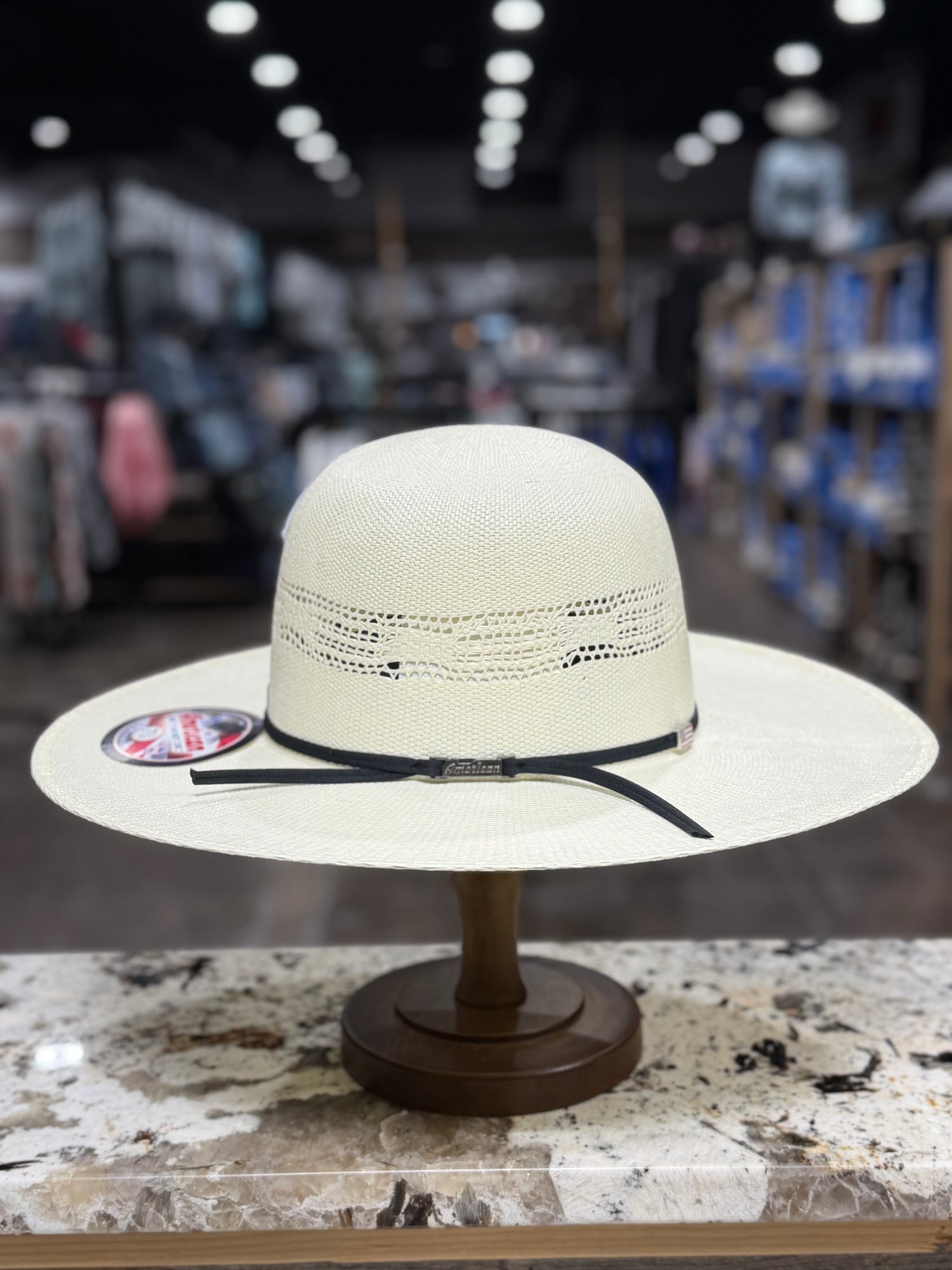650-2CBLK | AMERICAN STRAW HAT  BANGORA OPEN CROWN 4 1/2 INCH BRIM